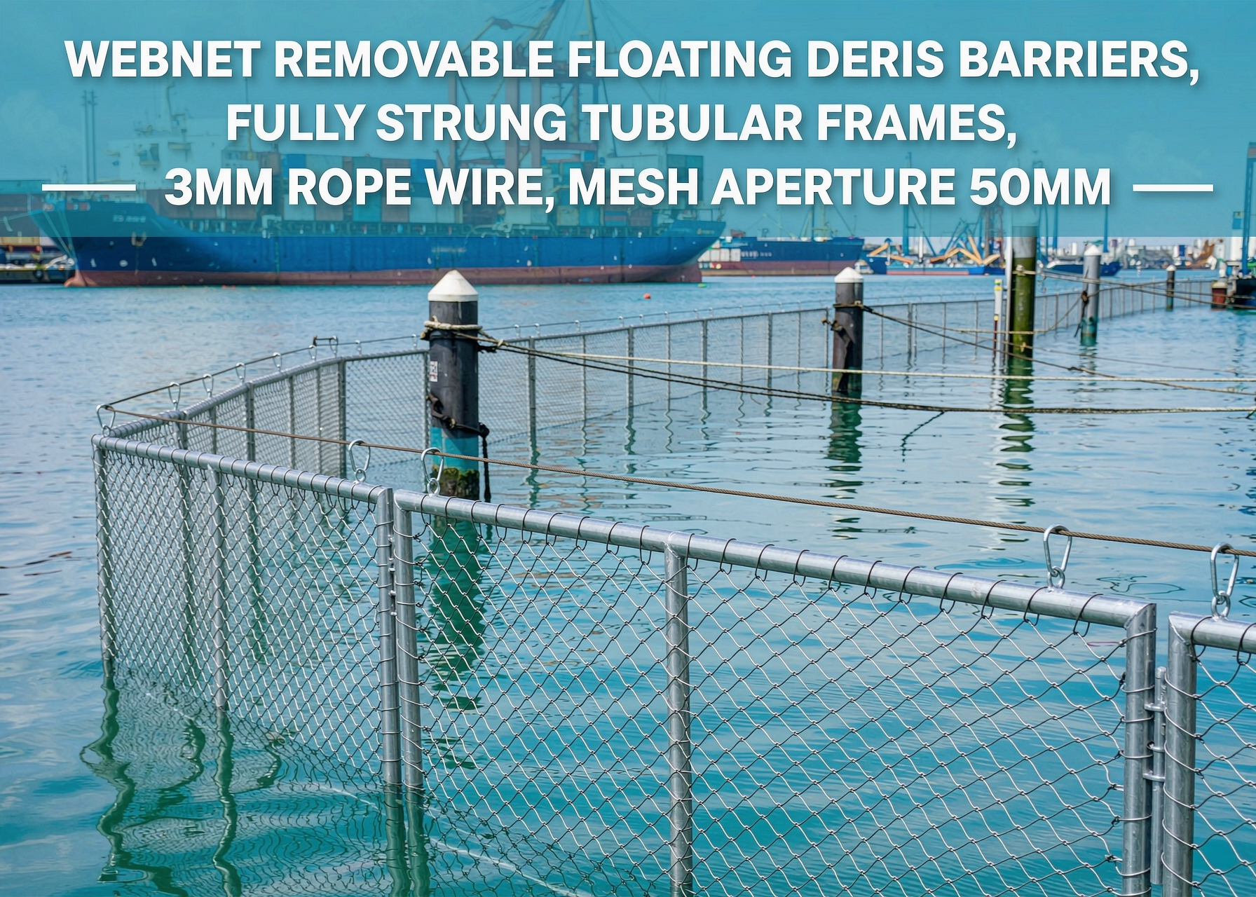 Latest company case about Marine Grade Floating Barrier Netting 50mm Webnet Mesh for Ports & Marinas