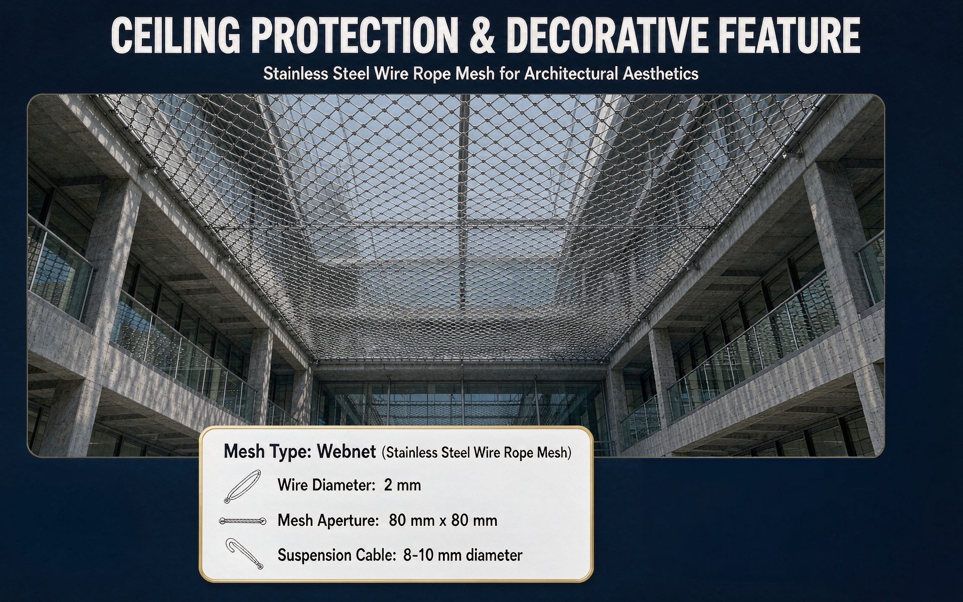Latest company case about Webnet Ceiling Canopy: Overhead Protection Meets Architectural Art